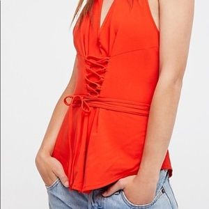 Free People Go Your Own Way Top in Tomato Red